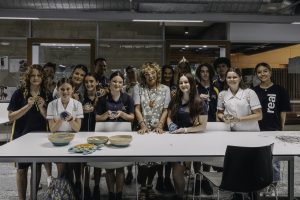 Sonja Carmichael with Bribie SHS students